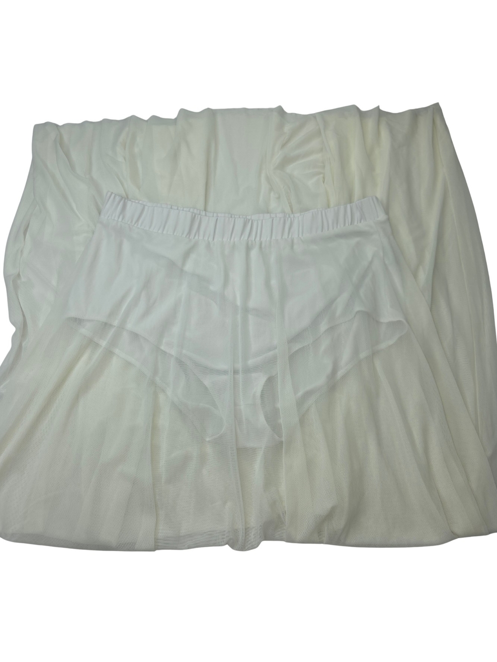 FTF 1 White Mesh Elastic Waist Sheer Skirt W/Panty CX-3898 - Picture 2 of 9